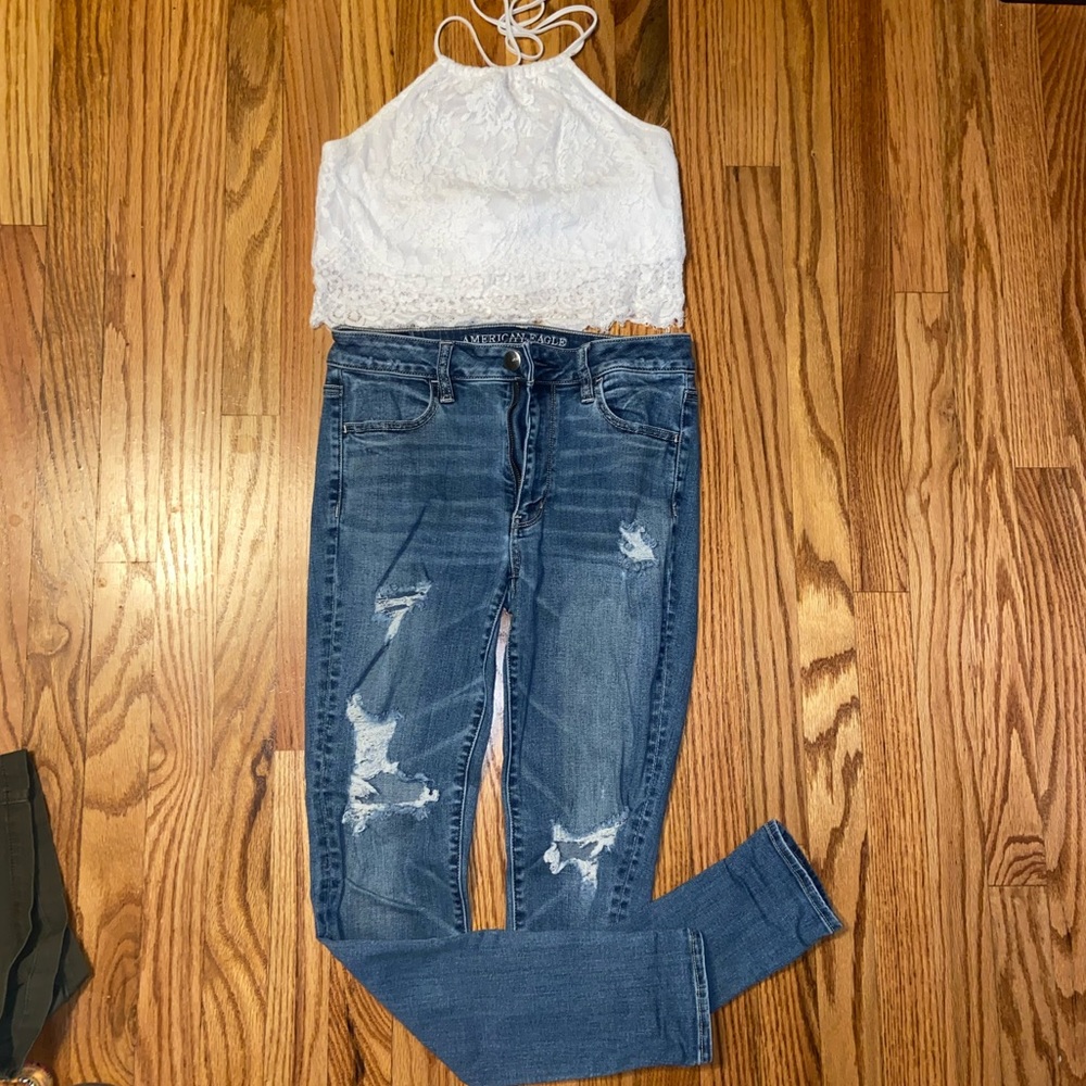 Ripped Hi-Rising Jeggings. American Eagle